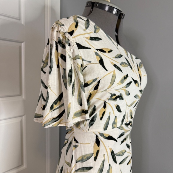 Truly Tropic Cream Leaf Print One-Shoulder Midi Dress, Lulus XS - Picture 13 of 16